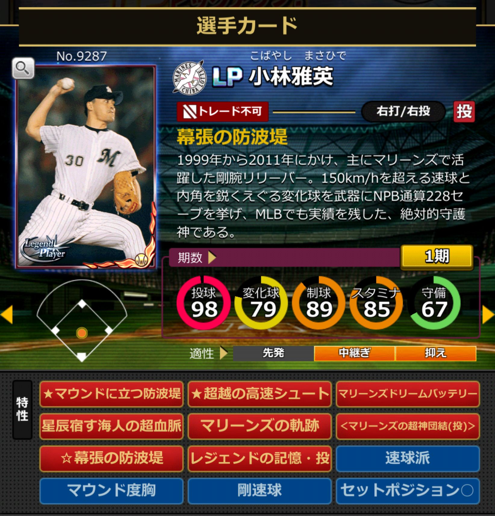 9287,小林雅英(千葉ロッテマリーンズ)