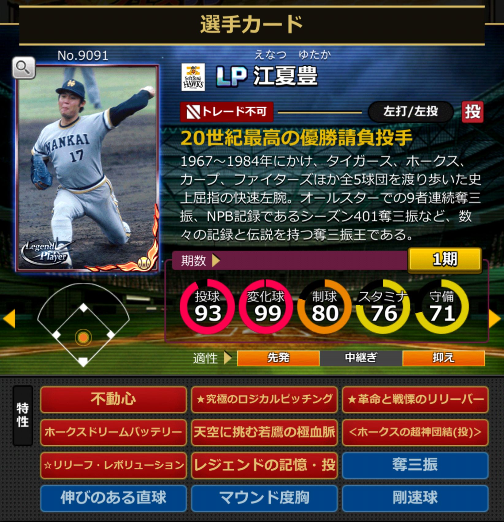 9091,江夏豊(福岡ソフトバンクホークス)