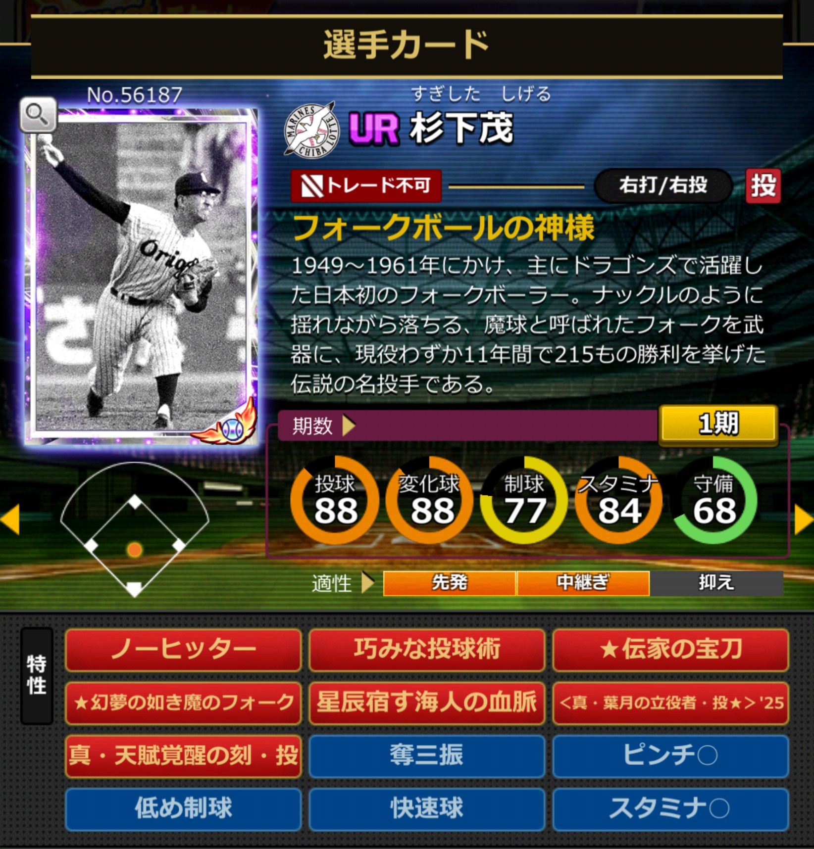ID：56187,杉下茂(千葉ロッテマリーンズ)