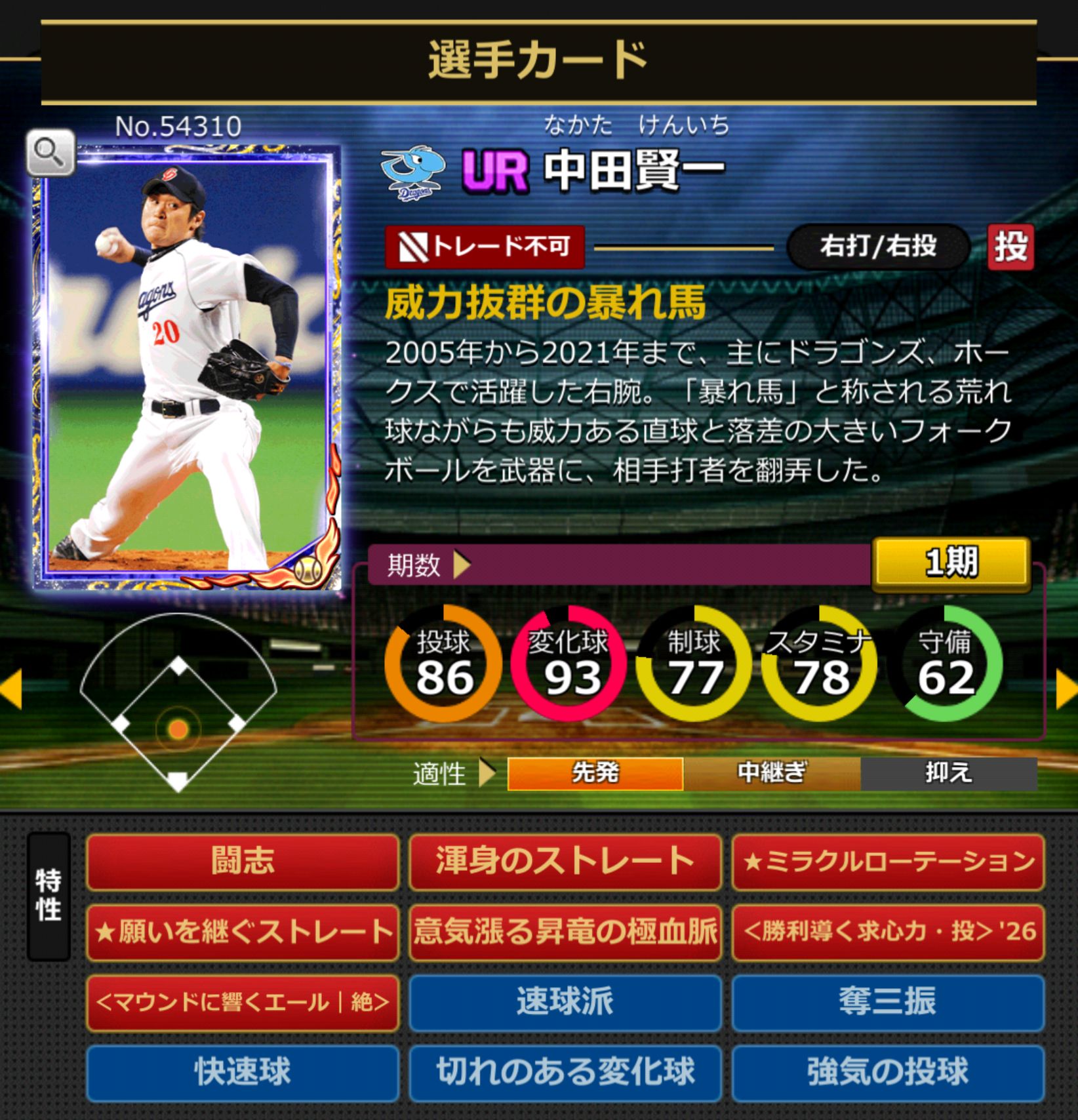 54310,中田賢一(NPB)(中日ドラゴンズ)