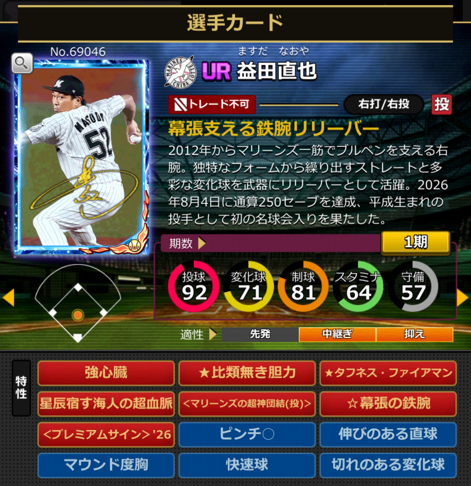 69046,益田直也(千葉ロッテマリーンズ)