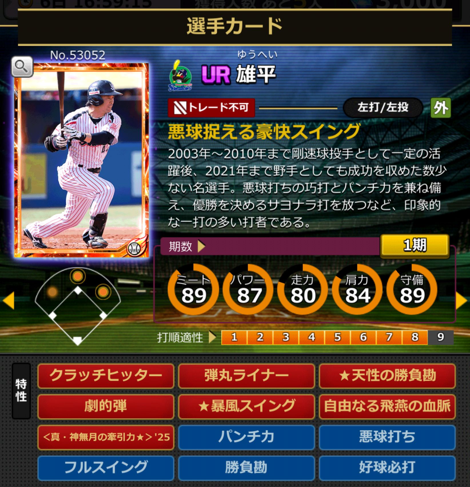53052,雄平(NPB)(東京ヤクルトスワローズ)