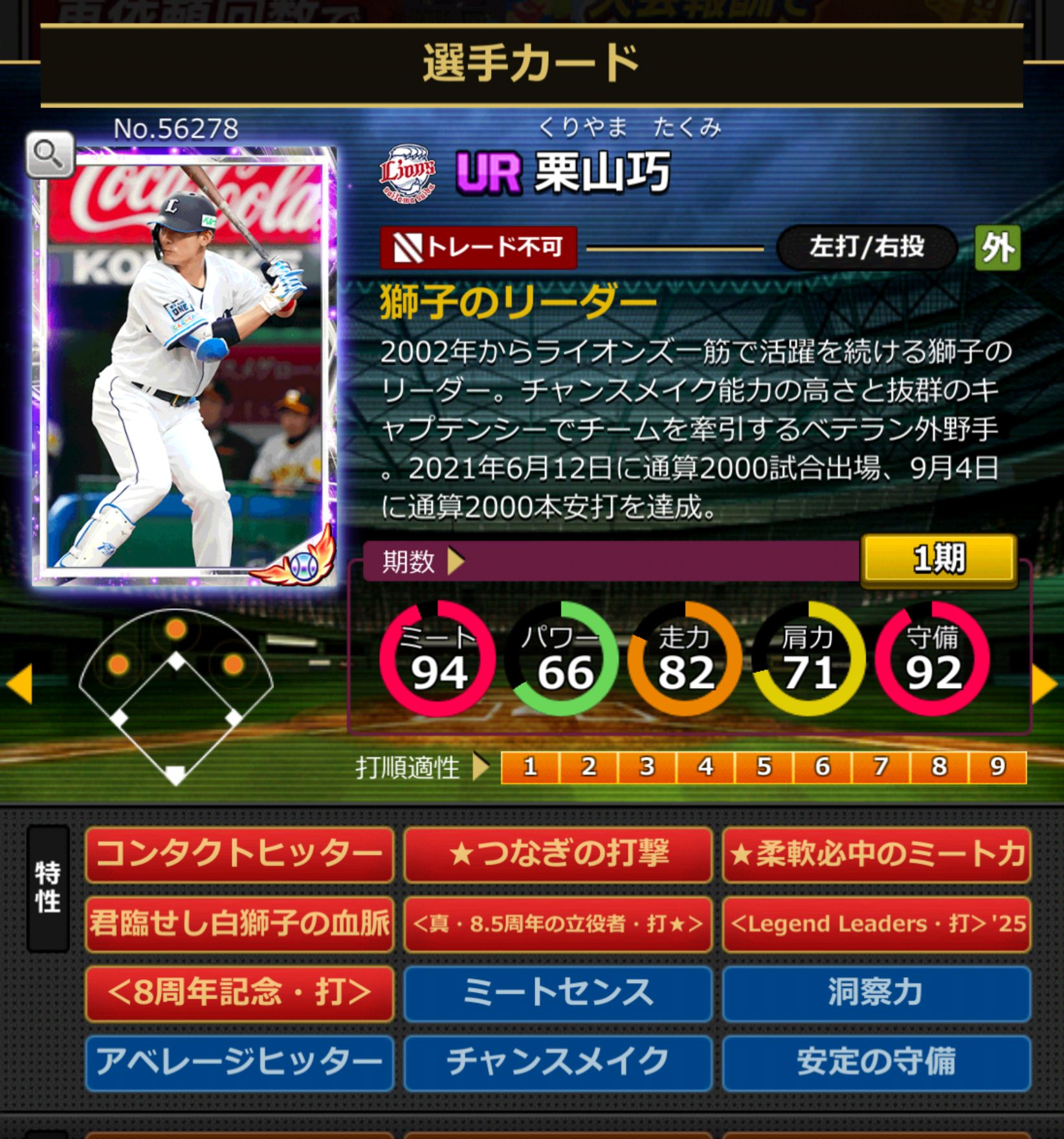 56278,栗山巧(NPB)(埼玉西武ライオンズ)