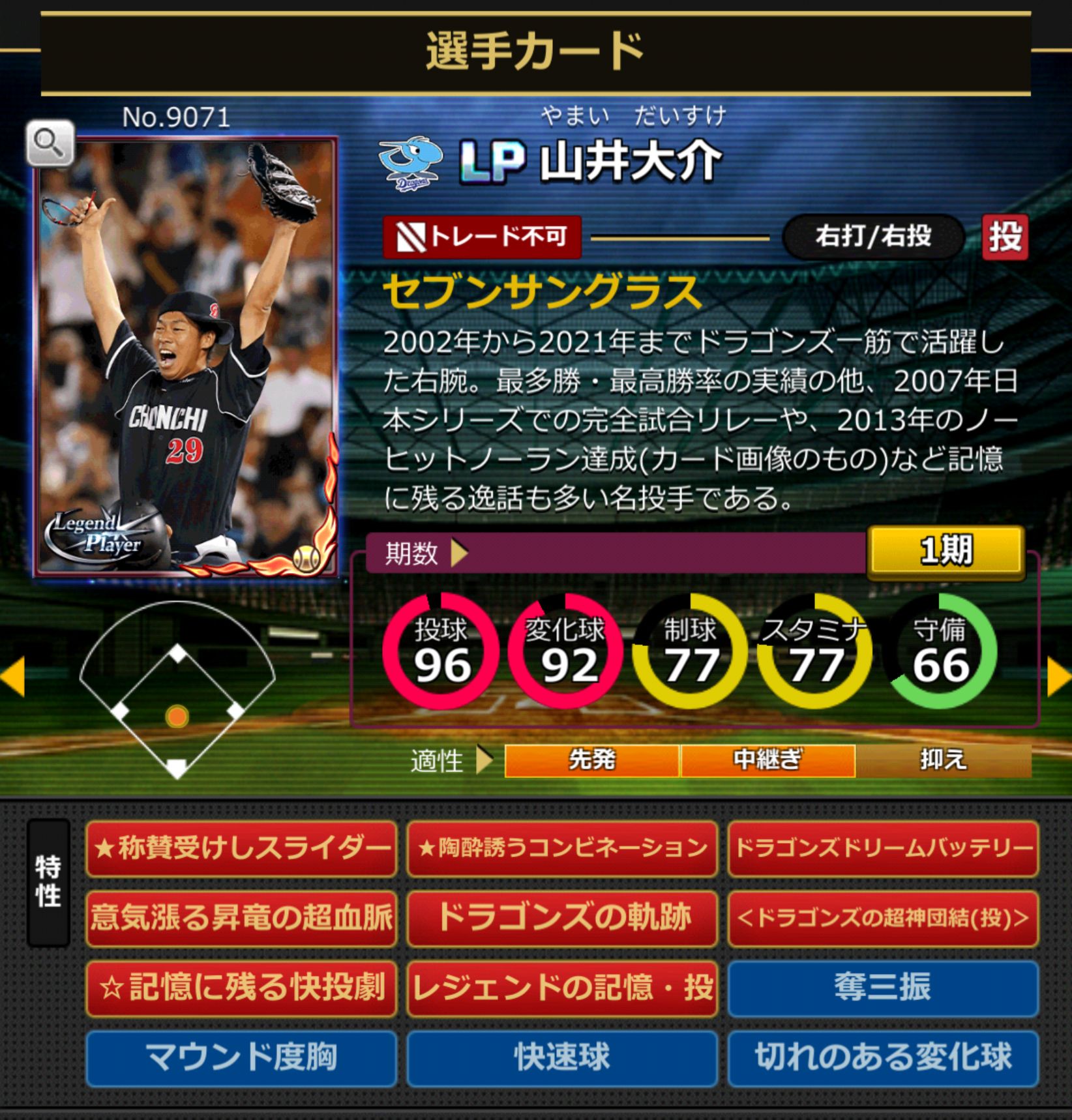 9071,山井大介(NPB)(中日ドラゴンズ)