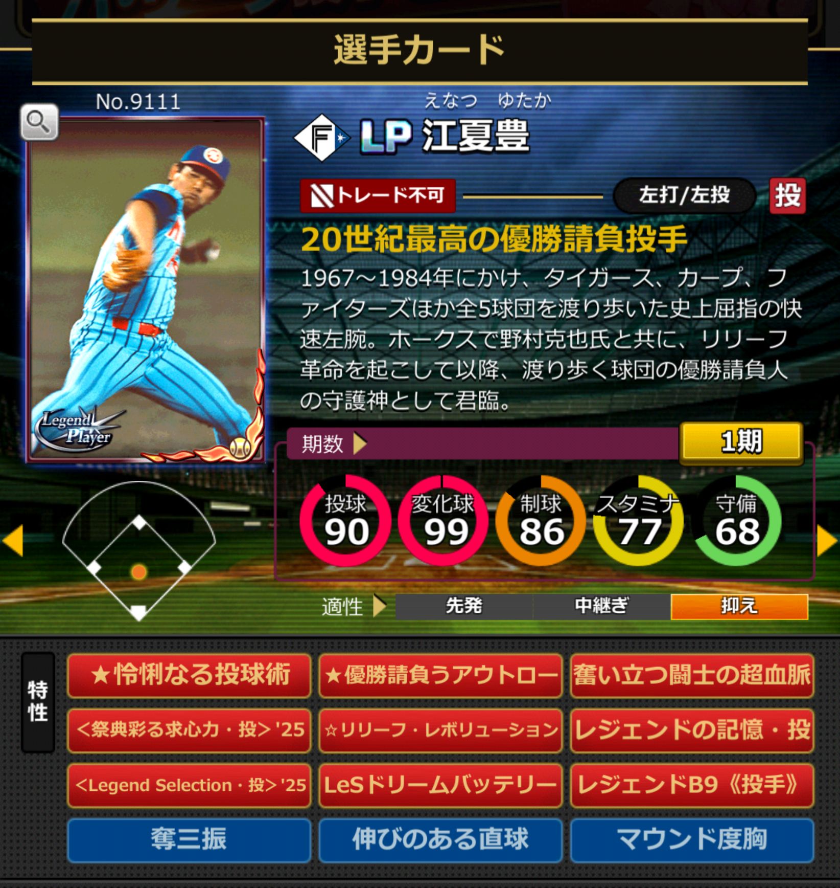 9111,江夏豊(北海道日本ハムファイターズ)