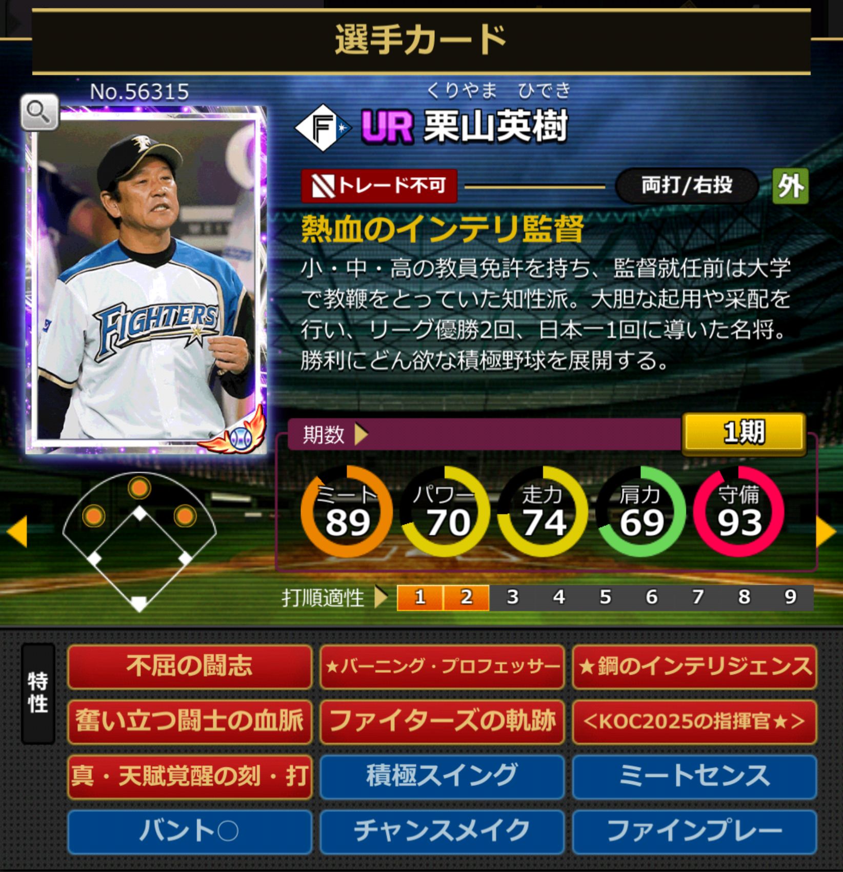 ID：56315,栗山英樹(北海道日本ハムファイターズ)